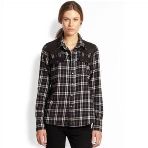 Current/Elliott Plaid shirt with Leather